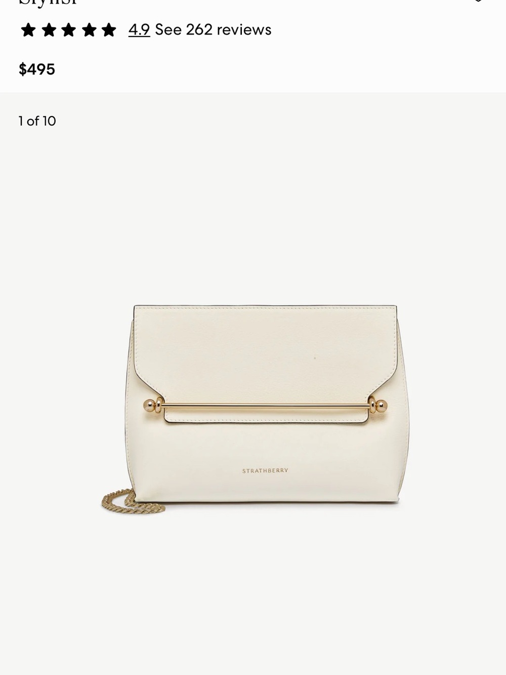 Strathberry Stylist Croc-Embossed Cream Leather Crossbody Bag Plus All Packaging